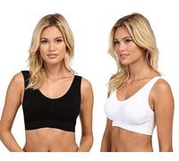 Marielle Super Comfort Bra, Women's Sports Bras Removable Pads Plus Size Sleep Bras for Girls in Yoga Bralette Leisure Stretch Crop Tops Vest 2/3 Pack (3XL, Black+White)