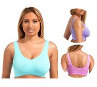 Marielle Women Sports Bra, 3 Pack Seamless Sports Bras for Women, Wire Free Sports Bras Women, Bralettes for Women Comfort and Sleep Bras for Girls Aqua/Lilac/Pink