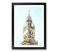 Marienplatz Town Hall in Germany Painting Framed Print | A2 Black Framed Wall Art | Ready to Hang | Modern Historical Picture | Living Room Bedroom Lounge Office