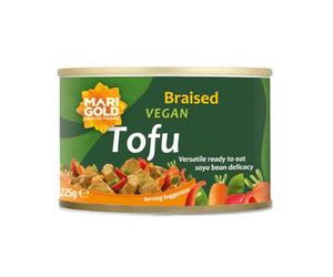 Marigold Braised Vegan Tofu, 225g - High Protein, Gluten-Free, Ready-to-Eat, Versatile Plant-Based Soya