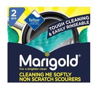 Marigold Cleaning Me Softly Non Scratch Scourers 2 Pack - for Tough Cleaning & Rinseable - All Purpose Green Kitchen Scourer Sponges To Clean Dishes, Non Stick Pans, Tins & Trays, Glasses and All