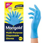 Marigold Disposable Gloves: Latex Free, Powder Free, Food Safe Multi-Purpose Disposable Gloves - Easy fit and Versatile Use for Everyday Tasks, Dermatologically Tested - Box of 40