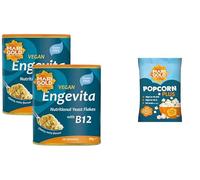 Marigold Engevita Nutritional Yeast Flakes 650g with Vitamin B12 + Free Popcorn - High in B-Complex, Zinc & Fibre, Vegan & Gluten-Free, Cheese-Style Seasoning