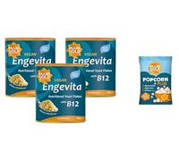 Marigold Engevita Nutritional Yeast Flakes with Vitamin B12 + Free Popcorn - High in B-Complex, Zinc & Fibre, Vegan & Gluten-Free, Cheese-Style Seasoning, 100g (Pack of 3)