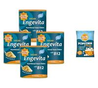 Marigold Engevita Nutritional Yeast Flakes with Vitamin B12 + Free Popcorn - High in B-Complex, Zinc & Fibre, Vegan & Gluten-Free, Cheese-Style Seasoning, 100g (Pack of 4)