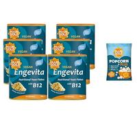 Marigold Engevita Nutritional Yeast Flakes with Vitamin B12 + Free Popcorn - High in B-Complex, Zinc & Fibre, Vegan & Gluten-Free, Cheese-Style Seasoning, 100g (Pack of 6)
