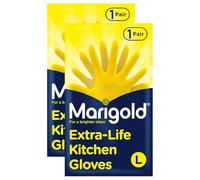 Marigold Extra-Life Kitchen Gloves Large 2 Pairs Large - Triple Layered Roll Top Cuffs Cotton Lined Durable Household Gloves Perfect for Washing Dishes Cleaning Windows & Household Tasks