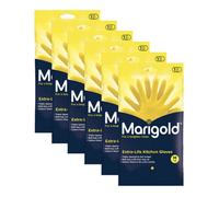 Marigold Extra Life Yellow Cotton Lined Anti Slip Rubber Gloves Medium Pack Of 6