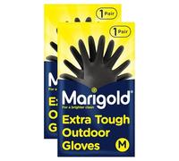 Marigold Extra Tough Outdoor Gloves M 2 Pairs - Supple & Comfortable Heavy Duty Gloves with Roll Top Cuffs Perfect for Heavy Duty Tasks, Washing Cars, Gardening and Outdoor Cleaning