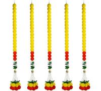 Marigold Flower Garland 5pcs Fake Marigold Flower Hanging Wreath Artificial Flowers Strings for Indian Diwali Pooja Day of the Dead Mexican