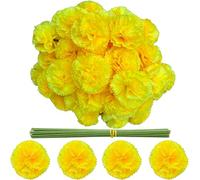 Marigold Flower Heads Bulk 50Pcs, Silk Marigold Artificial Flowers for Diwali Home Decor DIY Wreath Garland Craft Baby Shower Wedding Party Decoration Halloween Christmas New Year Decor(Yellow)…