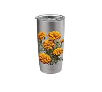 Marigold Flower Illustration Tattoo Style Vector Stainless Steel Insulated Tumbler