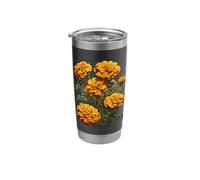 Marigold Flower Illustration Tattoo Style Vector Stainless Steel Insulated Tumbler
