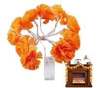 Marigold Garland With Lights - LEDs Artificial Lighted Marigold Flower Garland | Day Of The Dead Decorations, Diwali Decorations For Home, Battery Operated