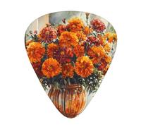 Marigold-In-Vase-Painting 12 Pack Guitar Picks With 3 Thicknesses And Storage Box, Abs Plectrums For Electric Bass Guitar Players