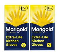 Marigold Kitchen Gloves 2 Pair Small - Multipurpose Waterproof Heavy Duty Household Gloves for Cleaning Kitchen, Bathroom & Dishwashing