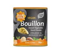 Marigold Health Foods Vegan Bouillon Instant Vegtable Powder - Organic & Reduced Salt - Gluten Free - Makes 7 litres - 140g (Pack of 3)