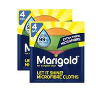 Marigold Microfibre Cleaning Cloths Pack of 8 - Super Absorbent, Reusable, Streak-Free, Multi-Colour Household Cloths for Kitchen, Bathroom, Windows & Dusting