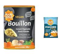 Marigold Organic Reduced Salt Vegetable Bouillon Powder 500g (Pack of 2) + Free Popcorn - Instant Vegan Stock Powder, 38% Less Salt, Natural Ingredients, Gluten-Free