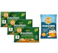 Marigold Organic Vegan Bouillon Vegetable Stock Cubes + Free Popcorn - Yeast Free, Gluten Free, Instant Flavour Booster - 8 Cubes (Pack of 12)