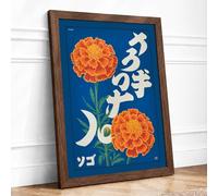 Marigold Poster Vintage Framed Wall Art Print A2 (59.4×42cm) Walnut, Wall Decor for Living Room, Bedroom, Office & Home, Ready to Hang, Art Gift