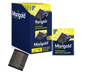 Marigold Scrub Away Heavy Duty Stainless Steel Scourer, 20 Single Packs, Grey, 11 x 1.8 x 15.5 cm
