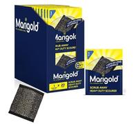 Marigold Scrub Away Stainless Steel Scourers, 20 Single Packs, Heavy Duty Rust-Resistant Metal Scouring Pads, Removes Tough Burnt-On Food, Ideal for Pots, Pans, Grills & BBQs, 11 x 1.8 x 15.5 cm