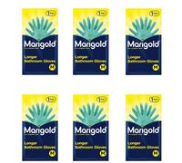Marigold Stronger Bathroom Gloves Medium Extra Thick, Long Cuff Cotton Lined Tough Durable Cleaning Protection 6 Pairs