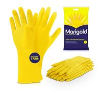 Marigold Unisex Rubber Gloves for Kitchen Cleaning - Durable Yellow Household Gloves, Pack of 1, Reusable, Waterproof, Strong Grip for Dishwashing & Cleaning Tasks (Yellow, L - 1 Pair)