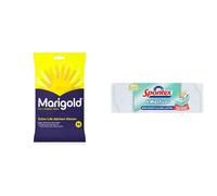 Marigold Unisex RUBBER GLOVES KITCHEN Yellow Pack of 1 Spontex Washups Non Scratch Sponge Scourers Pack of 4 - This product is designed with pre