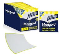 Marigold Wash and Wipe Kitchen Cloth, 12 Packs of 2 Cloths, White