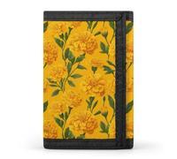 Marigolds Floral Fashion Trifold Wallets with Key Ring Lightweight Front Pocket Tri-Fold Wallet
