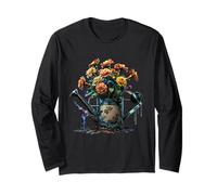 Marigolds in a Watering Can Retro Flowering Marigold Long Sleeve T-Shirt