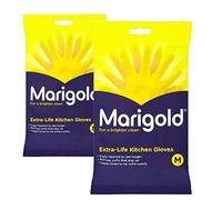 Marigolds Unisex Marigold-gloves-medium Marigold Extra Life Kitchen Gloves Medium 2 Pairs, Yellow, M Pack of UK