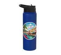 Marigot St Maarten Martin, Colorful Houses Stainless Steel Insulated Water Bottle