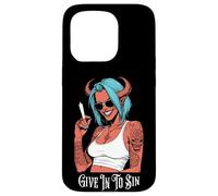 Marijuana 420 Funny Devil Woman Give In To Sin Weed Stoner Case for iPhone 15 Pro