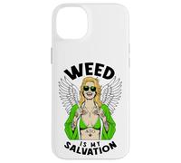 Marijuana 420 Funny Weed Is My Salvation Angel Inked Girl Case for iPhone 14 Plus