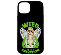 Marijuana 420 Funny Weed Is My Salvation Angel Inked Girl Case for iPhone 15 Plus