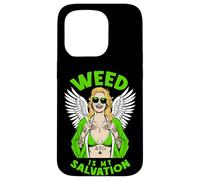 Marijuana 420 Funny Weed Is My Salvation Angel Inked Girl Case for iPhone 15 Pro