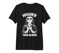 Marijuana 420 Funny Weed Smoker Nun Higher Than Heaven Pot Premium T-Shirt