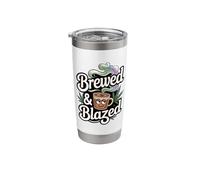 Marijuana Brewed and Blazed Funny Coffee Weed Stoner Stainless Steel Insulated Tumbler