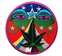 Marijuana Cannabis Weed Hindu Stoner Hippie - Iron on Patches Adhesive Emblem Stickers Appliques, Size: 2.95 x 2.95 inches