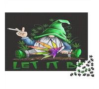 Marijuana Gnome Art 1000pcs Jigsaw Puzzle for Adults, Recycled Paper, Non-Reflective Surface, Gnome & Let It Be, Educational Family Fun, Improves Concentration & Problem-Solving 38x26cm/1000pcs