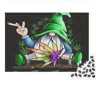 Marijuana Gnome Art Recycled Cardboard 1000 Pieces Jigsaw Puzzle for People with Stress And Anxiety Gnome Let It Be Challenging Puzzle Games 38x26cm/1000pcs