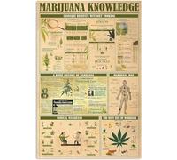 Marijuana Knowledge Posters And Prints, Vintage Canvas Signweed Wall Art Picture, Home Décor 50x70Cm Frameless