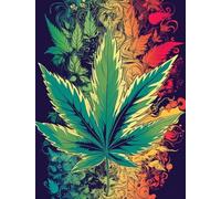 Marijuana Leaf 11ct Counted Cross Stitch Stamped Pre Printed Cross Stitch Embroidery Kits for Adults Starter DIY Embroidery Needlework Kit with Patterns 45×55cm(w-d198)