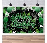 Marijuana Leaf Backdrop, Green&Black Have a Dope Backdround 420 Birthday Dope Birthday Party Decoration