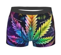 Marijuana Leaf Cannabis Leaves Trippy Psychedelic Rainbow Mens Boxer Briefs Stretch Boxers Comfortable Boxer Shorts For Sports Business Leisure XXL