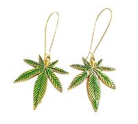 Marijuana Leaf Dangle Earrings Cannabis Weed Enamel Earring, 2Pcs