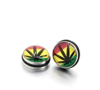 Marijuana Leaf Earring Cannabis Weed Ear Stud, 2Pcs, Stainless Steel, No Gemstone